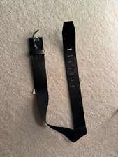 Vintage 90s Black Leather accent elastic stretchy Dress Belt black Center Bar