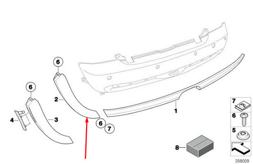NEW MINI COOPER R52 REAR BUMPER LEFT LOWER SPOILER TRIM 51127127965 ...