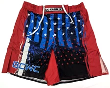 GO EARN IT BCWC Wrestling MMA Shorts, Size L (30x8) Red White Blue Patriotic