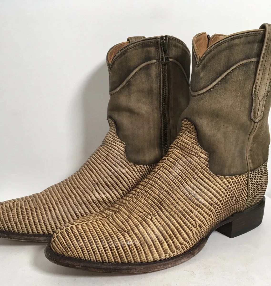 Tecovas Limited Edition Nick Limestone Relic Lizard Boots 13 D Western Zip