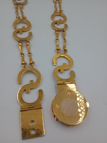Rare Vintage 1970’s GUCCI Chain Logo Double G Gold Plated Belt Authenticated 28" - Picture 23 of 24