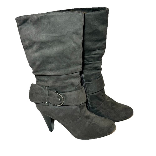 APT. 9 Women’s Ophelia Gray Faux Suede Mid Calf Slouch Boots Size 9M Cone Heel - Picture 2 of 16