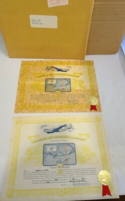PAN AM  DOMAIN OF PHOEBUS APOLLO DATE LINE CROSSING AWARD 1958 Lot of 2 