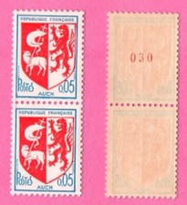 FRANCE - 1966 - VARIETE - ROULETTE BLASON AUCH  (PAIRE TIMBRE) - YT 1468**MNH