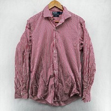 Polo By Ralph Lauren Dress Shirt Pink White Men's 15 M Striped Custom Fit