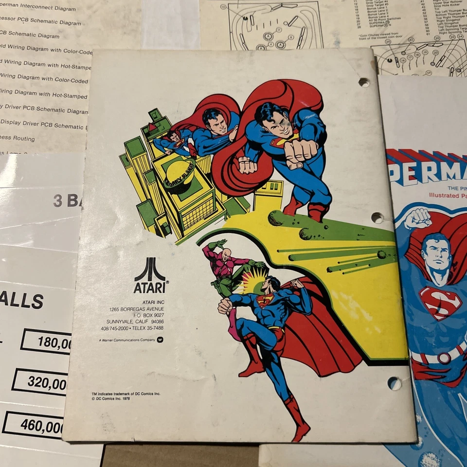 Juego original de fábrica Superman Atari Pinball juego arcade manual del propietario Foto 3 de 4