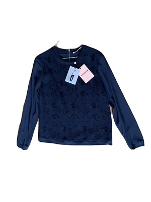 Custommade Bluse Dunkelblau Grösse 38 Seide Baumwolle