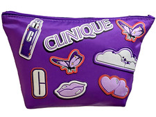 CLINIQUE Beauty Purple  Multi-Color Cosmetic Makeup Bag NEW with Tag