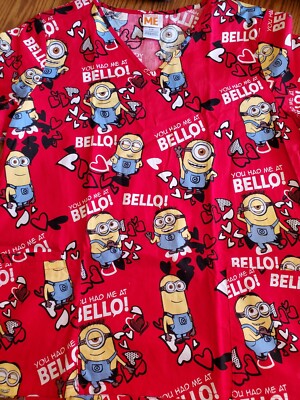 Despicable Me Scrub Top Large!! NWOT!! Red Bello
