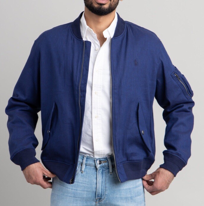 POLO RALPH LAUREN Men's Stretch Linen Cotton flight Bomber Jacket