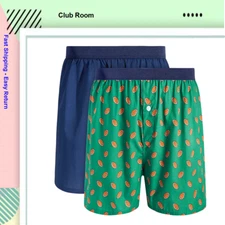 Club Room Men's 2pk. Football Boxer Shorts, Green Combo, Medium