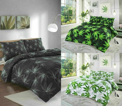 Cannabis Duvet Cover Bedding Set Printed Weed Leaf ...
