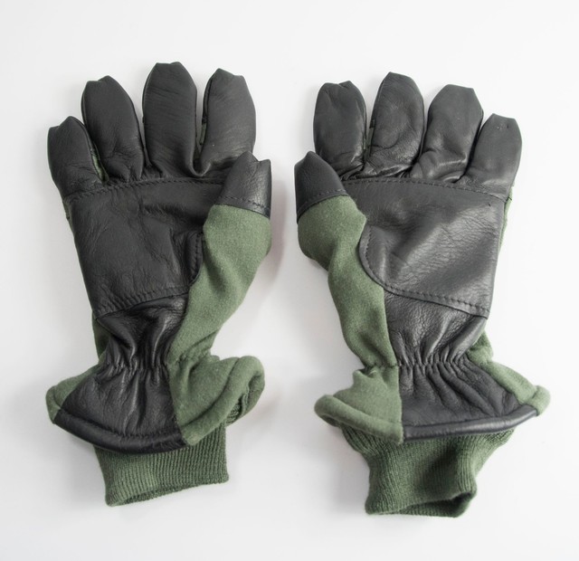 Cold Weather Gloves Army 9 Hawkeye US Army Military Cold Weather Flyers Leather Green Fabric