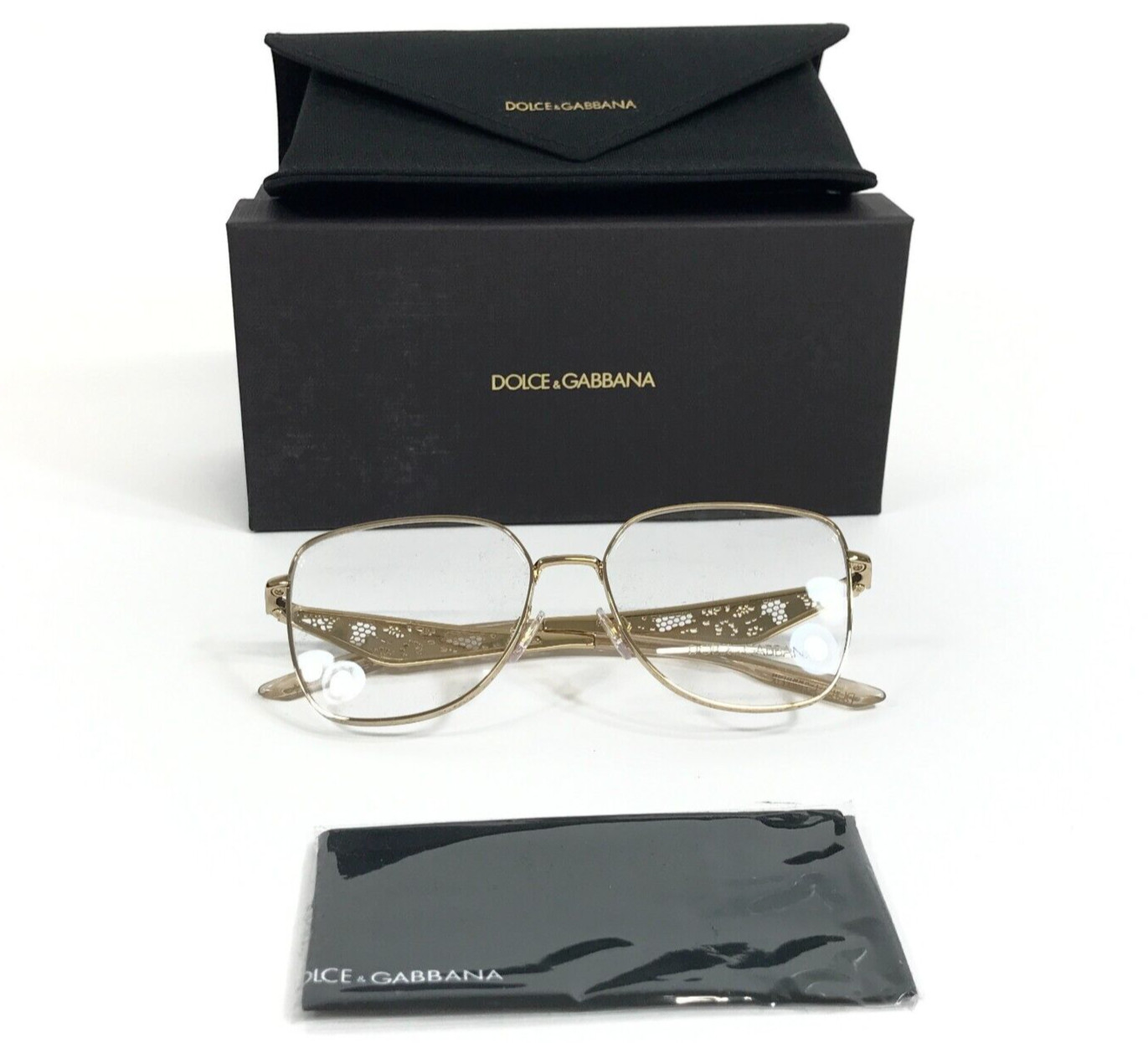 Dolce & Gabbana Eyeglasses Frames DG1358 02 Gold Butterfly Wire Rim 56-16-145