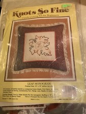 Knots So Fine Candlewicking Kit for Beginners Leaf Monogram Pillow Top 14" x 14"