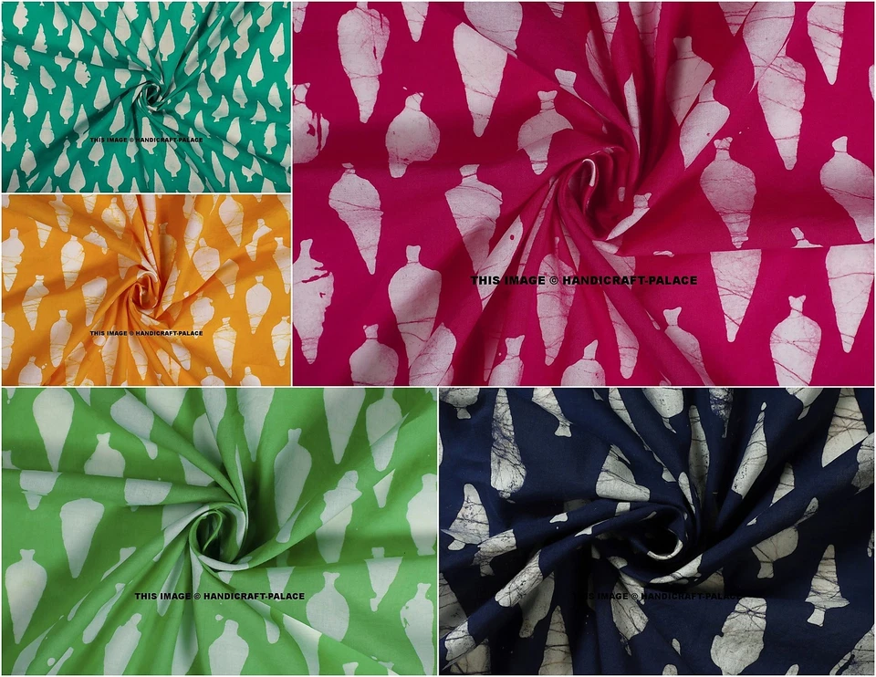 Par Yard Indien Sanganeri Tissu Main Bloc Bagru Fleur Dabu Imprimé Tissu Coton - Photo 1/1