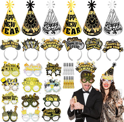 New Year Eve Party Supplies 2026, 36Pcs Happy New Years Party Headband Cone Hats