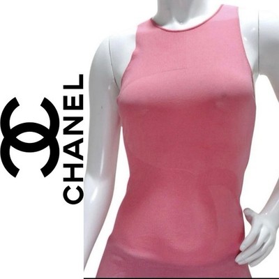 Chanel CC Pink Knit Top Size 38. Rare Tank