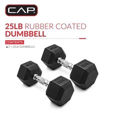 CAP Barbell 25 lb Hex Dumbbells – Rubber-Coated, Set of 2