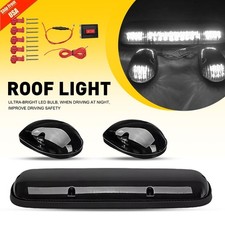 Smoked White Led Cab Roof Marker Running Lights For Chevy Gmc Sierra 2002-2007