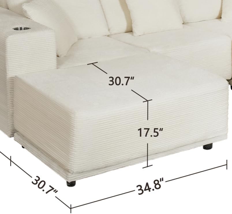 Sectional Sofa Set L-Shaped Couch Convertible Indoor Modular for Living Room