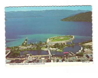 Sandpoint Municipal Beach on Lake Pend OREILLE vintage postcard unposted