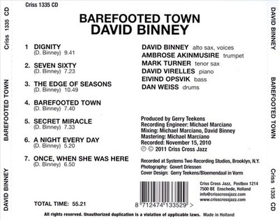 DAVID BINNEY SEXTET BAREFOOTED TOWN NEW CD