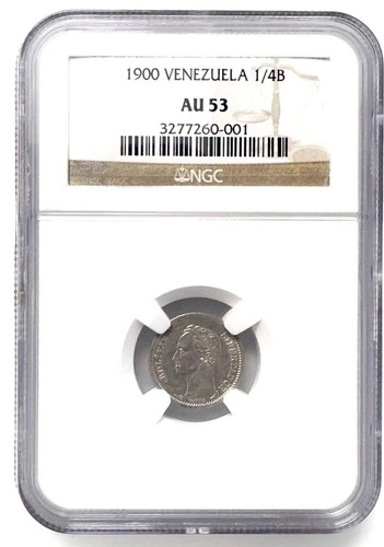 1900 Venezuela 1/4 Bolivar - 25 centimos NGC AU53 Simon Bolivar Silver Coin🐉