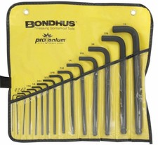Bondhus 10935 Ball End L-Wrenches Set, 0.050-1/2", 15-Piece w/ Pouch