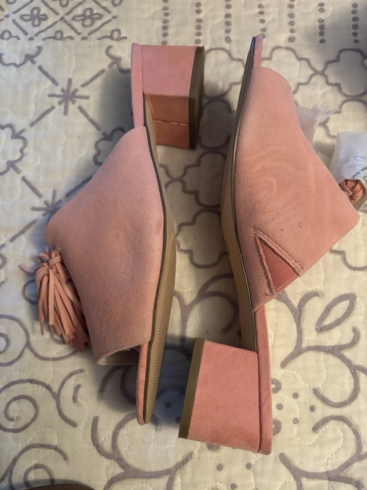 Toboganes de gamuza rosa Anne Klein con borla 10. Nuevo en caja Foto 4 de 4