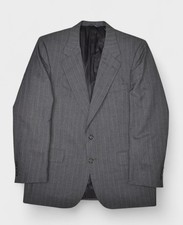 Burberry Jacket Mens 42R Grey Chalk Stripe Wool Sport Coat Suit Blazer Vintage