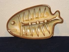 Frankoma Pottery Fish Bone Ashtray T8 Cream & Brown Color 7 in Long