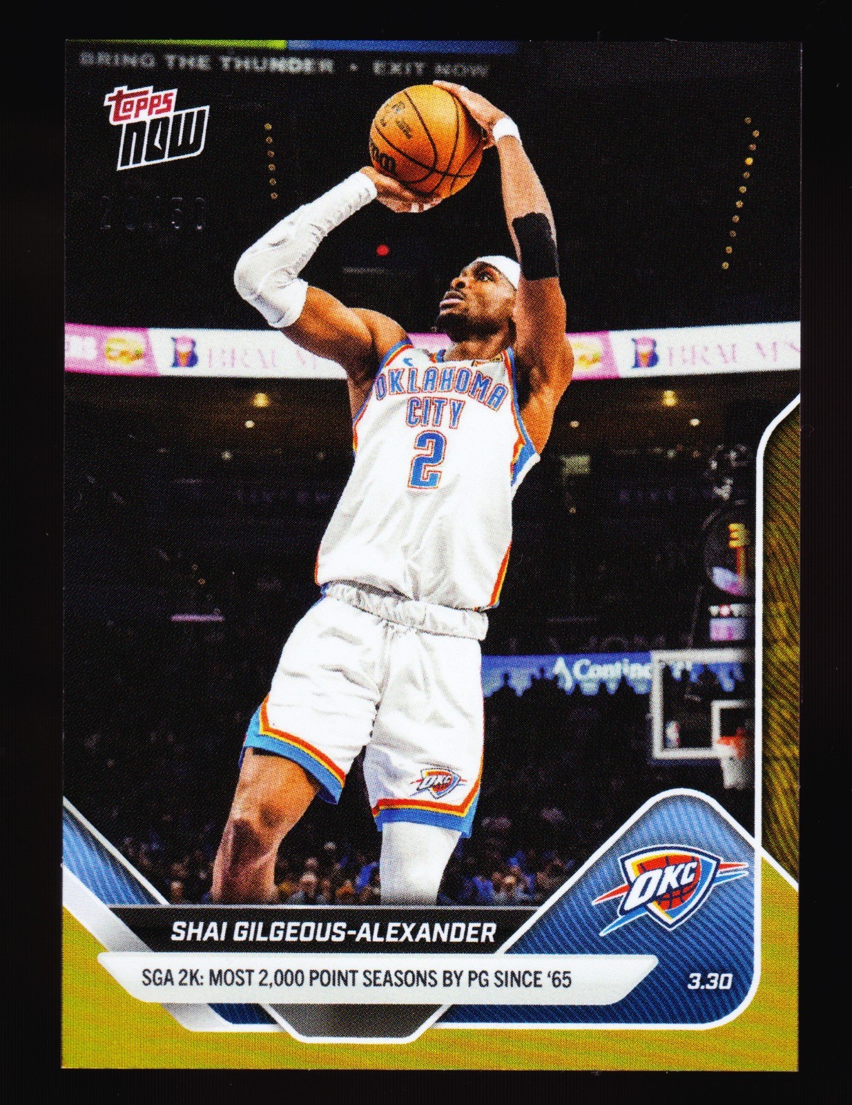 Shai Gilgeous-Alexander OKC Most 2000 Pt Seasons 2025-26 Topps NOW #232 Gold /50