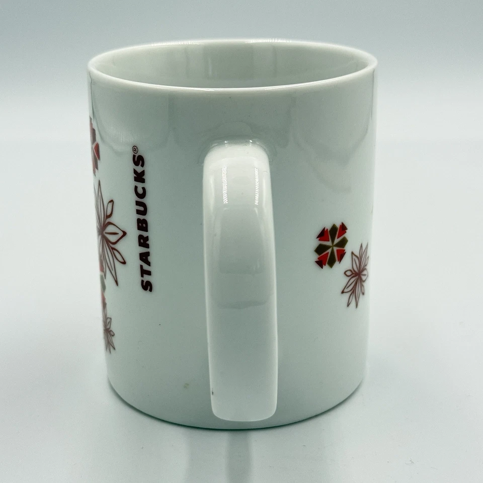 Taza de café Starbucks Navidad vacaciones copos de nieve rojos y dorados de pascua Foto 4 de 4