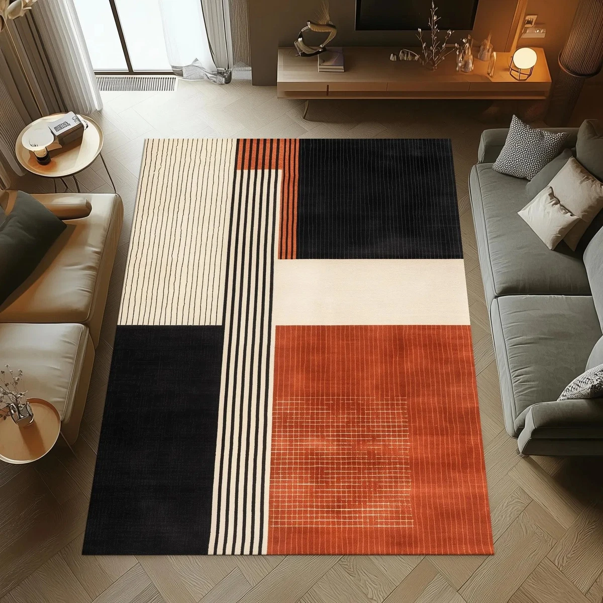 Tapis Géométrique En Laine De Forme Zen