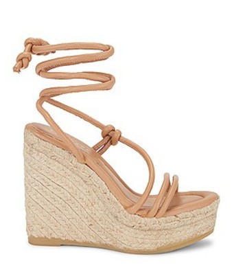 Size 6.5 Women's Equitare Lidia Florence Tanned Strappy Wedge Heel Sandals