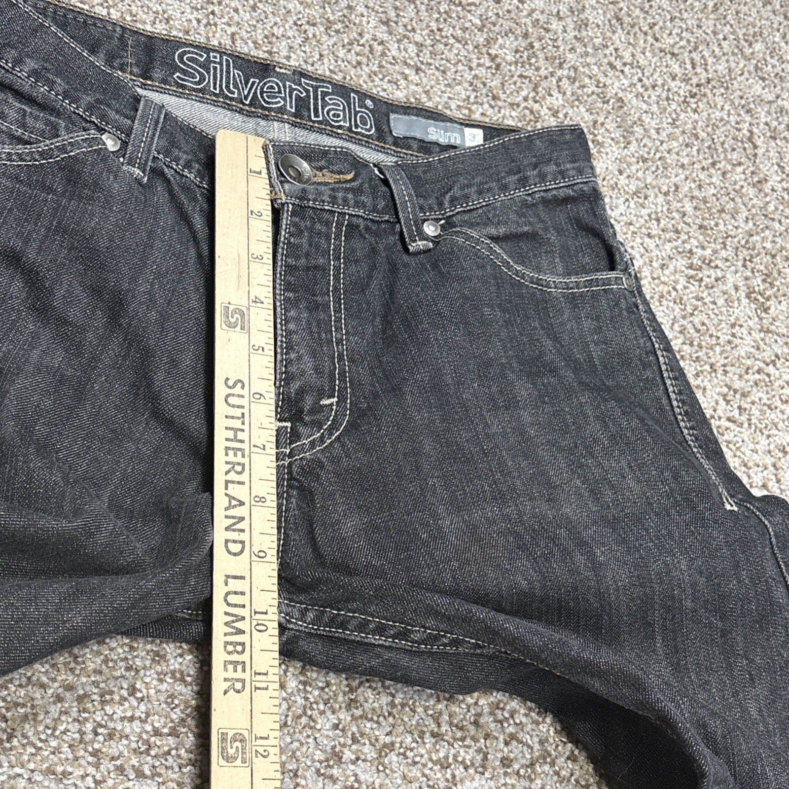 Levis Silver Tab Slim Jeans Mens 31 X 29 Black Denim Faded  Straight Skater Y2K - View 8