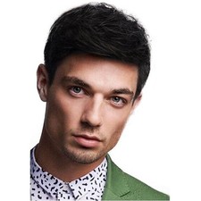 Men's Black Short Straight Wig Layered Natural Synthetic Hair For Business daily
