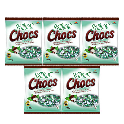 Storck Mint Chocs Pfefferminz-Bonbon, 425g, 5er Pack