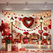 Floral Heart Photography Backdrop 8x6 FT Rose Love Scene Valentines Day Decor