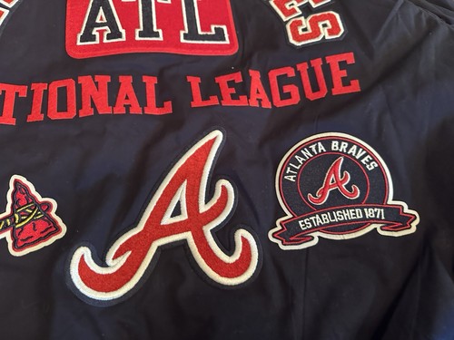 ATLANTA BRAVES Mens Size Medium Long Sleeve Varsity PRO STANDARD JACKET Navy NWT - Picture 11 of 12