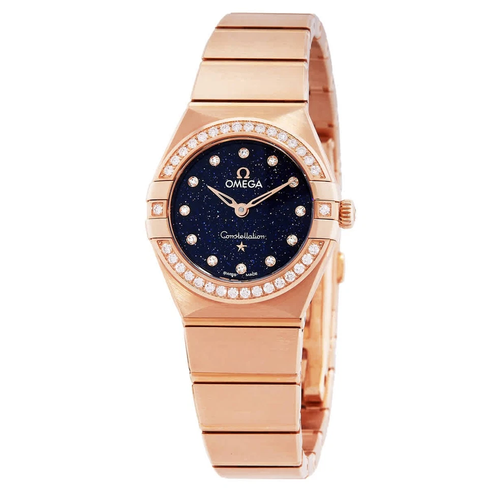 Reloj Omega Constellation de cuarzo con esfera azul y diamantes para dama 131.55.25.60.53.002