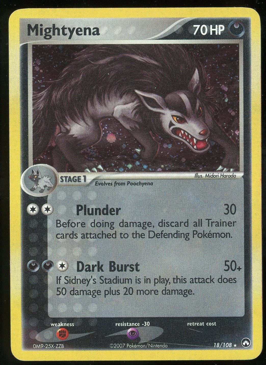 Pokemon TCG Mightyena Holo Rare EX Power Keepers 18/108 LP