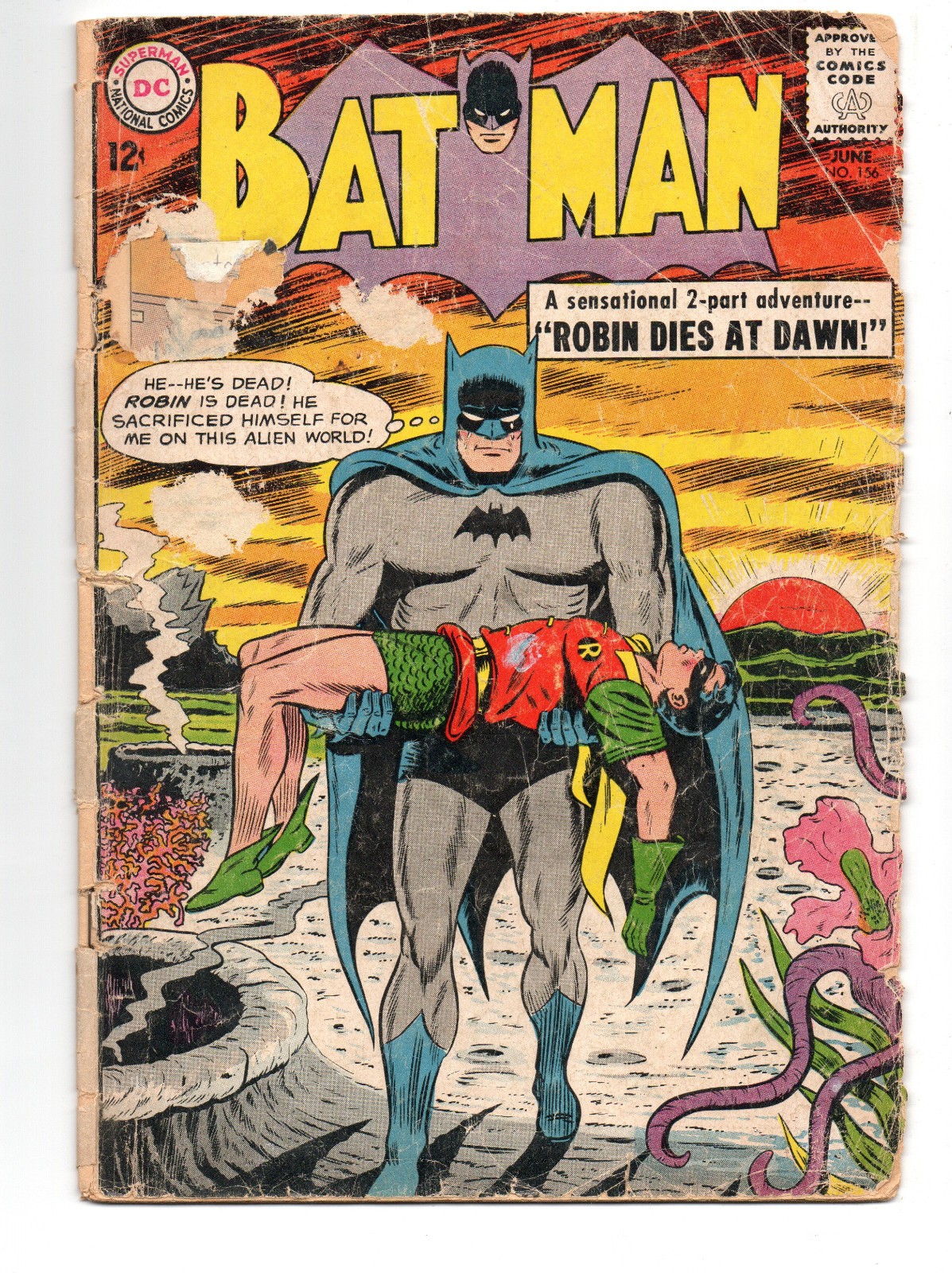 BATMAN #156 (1963) - GRADE 1.5 - DC 1ST APPEARANCE DR HURT ICONIC MOLDOFF COVER