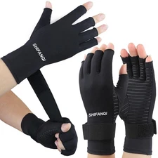 2 Pairs Copper Arthritis Compression Gloves Women Men for Carpal Tunnel, RSI,...