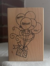 Happy Birthday Rubber Stamp 4.5 X 3 Pre-owned