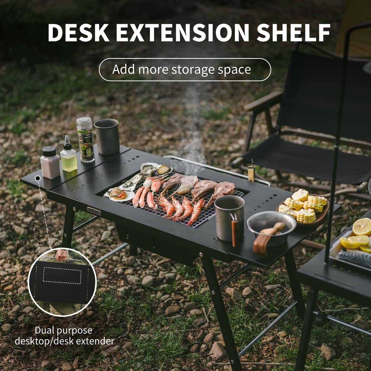 Naturehike Portable IGT Table with Charcoal Grill, Folding Camping
