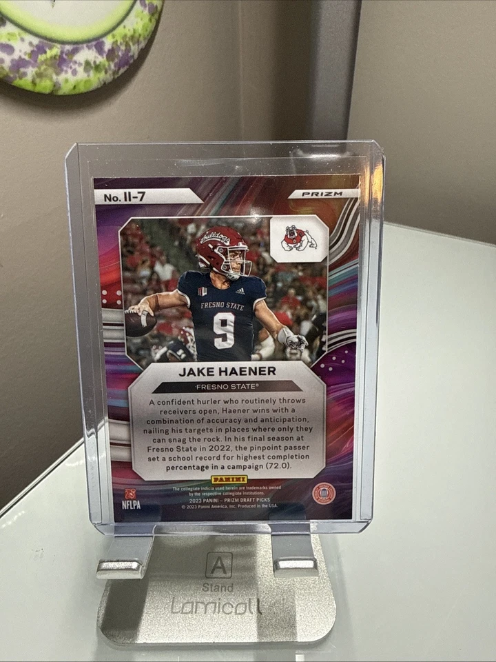 2023 Panini Prizm Draft Picks- Instant Impact Jake Haener #II-7 Green Prizm (RC) - Image 2 of 2