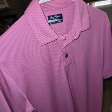 Ben Hogan Performance Men's Golf Polo Shirt Pink White Geometric Size Small