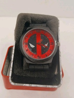 Accutime Marvel Deadpool Mens Watch 45mm Red Black Dial Silicone New W/Box